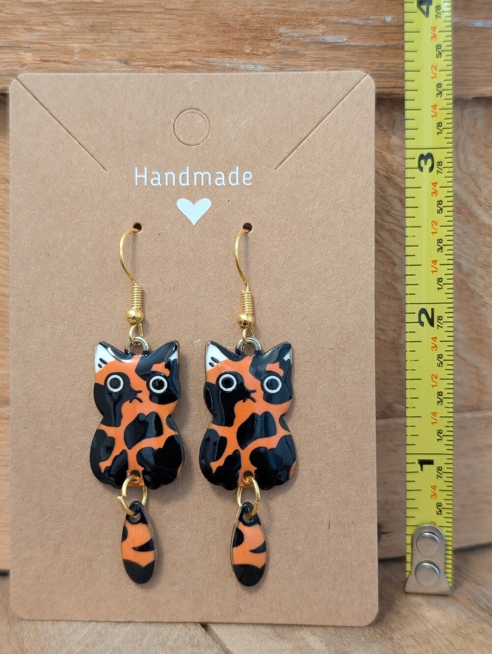 Cat Enamel Metal Earrings NEW